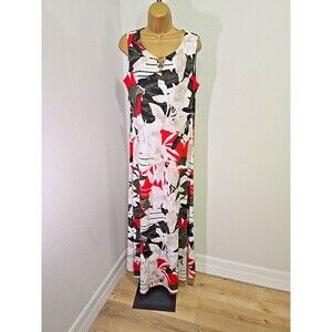 Resort Tropical Travel A Line Stretchy Maxi Dress Womens Med Floral Calvin Klein